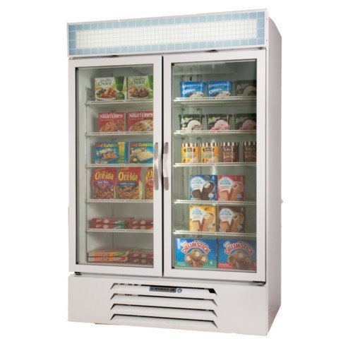 Beverage-Air MMR44-1-W-EL MarketMax 47" Two Section Glass Door Reach-In Merchandiser Refrigerator with LED Lighting...