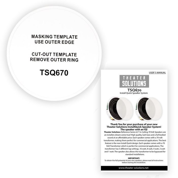 Theater Solutions TSQ670 In Ceiling 70 Volt 6.5" Speakers Quick Install 12 Pair Pack 12TSQ670 N4