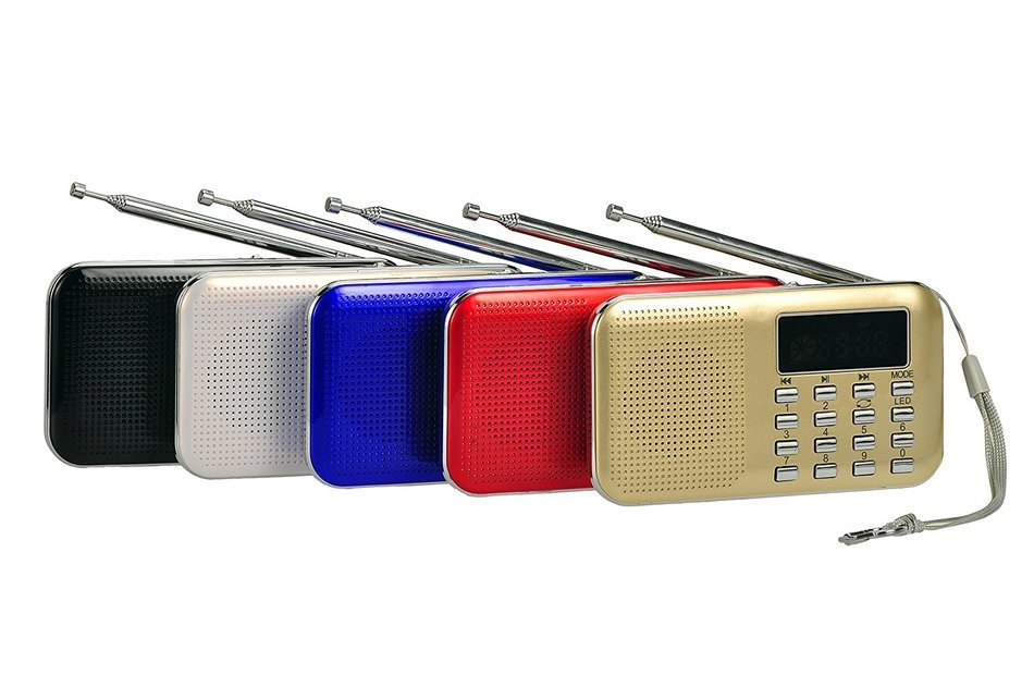 eJiasu Digital Mini FM Radio with SD/USB/TF /MP3 Format Music Player (Gold) N4