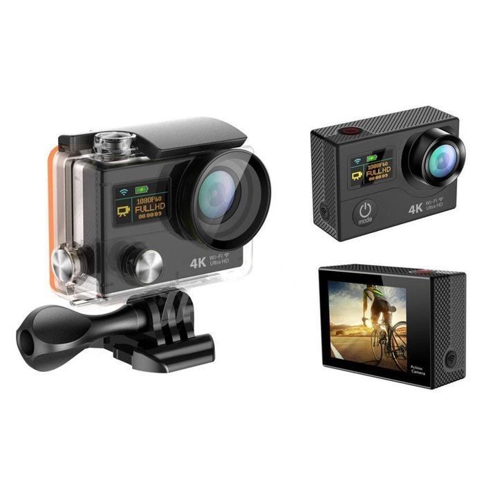 TONSEE Sport Camera H3 Ultra 4K HD 2.0 Inch Screen Action Camera Waterproof 30m, Black