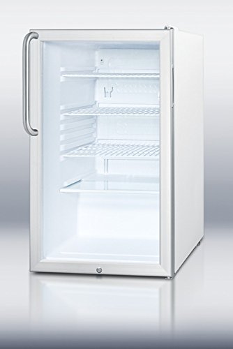 Summit SCR450L7TB 20" Commercially Listed Compact Refrigerator With 4.1 cu. ft. Capacity Glass Door Factory Installed...