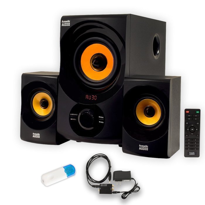 Acoustic Audio AA2170 Home 2.1 Speaker System with Bluetooth Optical Input FM Tuner USB Multimedia