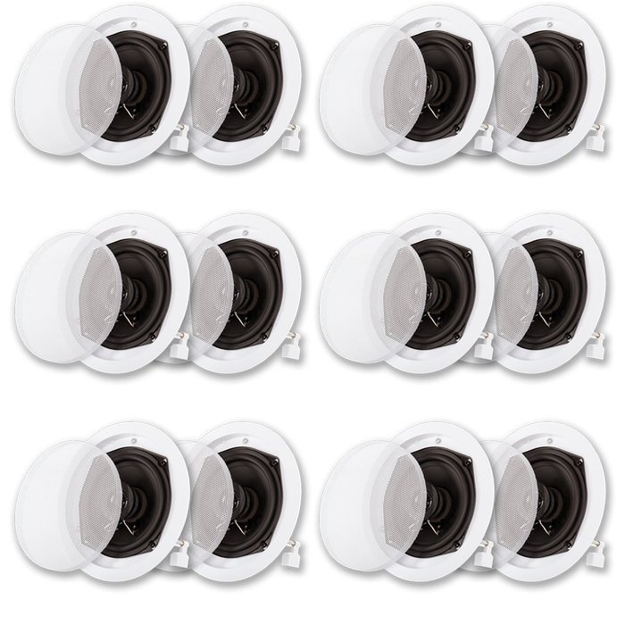 Acoustic Audio R191 In Ceiling / In Wall Speaker 6 Pair Pack 2 Way Home Theater 2400 Watt R191-6PR