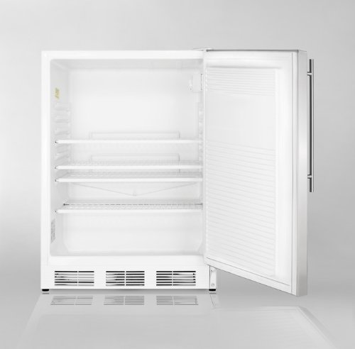 Summit FF7SSHVADA: ADA compliant commercial all-refrigerator for freestanding use, with white cabinet, stainless...