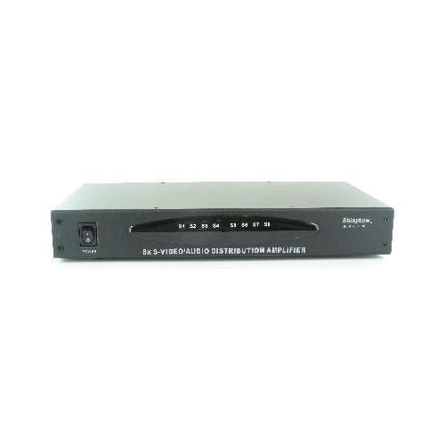 1x8 (1:8) 8-Way Composite Video + Stereo Analog R/L Audio Distribution Amplifier Splitter with Rack Mount