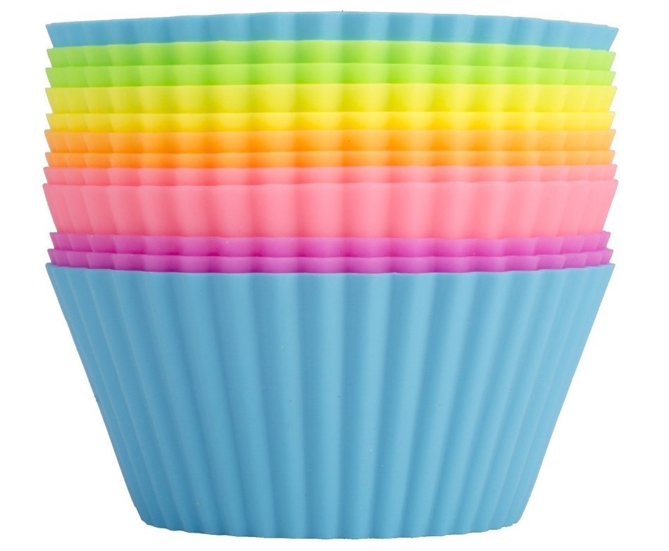 Mama Cups&reg; Silicone Baking Cups - 12 Multi Colored Muffin Molds Pack / Cupcake Liners, Non Stick, Heat Resistant... N2
