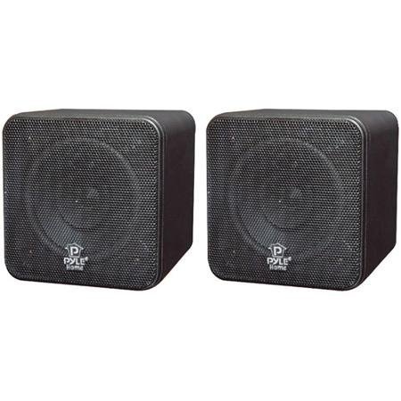 Pyle Home PCB4BK 4" 200W Mini-Cube Bookshelf Speakers, Black