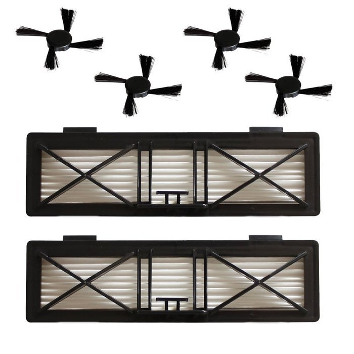4 Replacement Hepa Filters Replace Part 945-0215 & 6 Side Brushes For Neato BotVac D Series D70、70E、75、80、85 N6