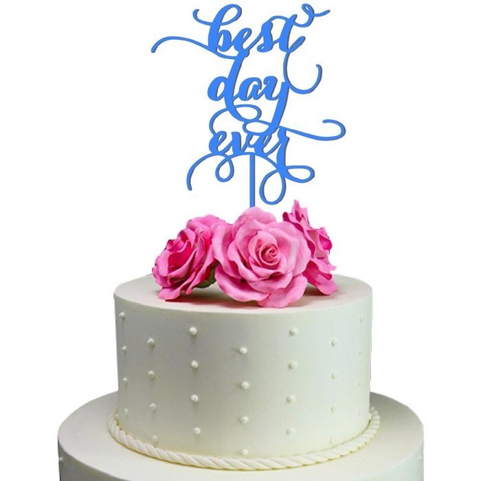 Sugar Yeti Made In USA Wedding Cake Topper Best Day Ever #16 Gold Mirror N3