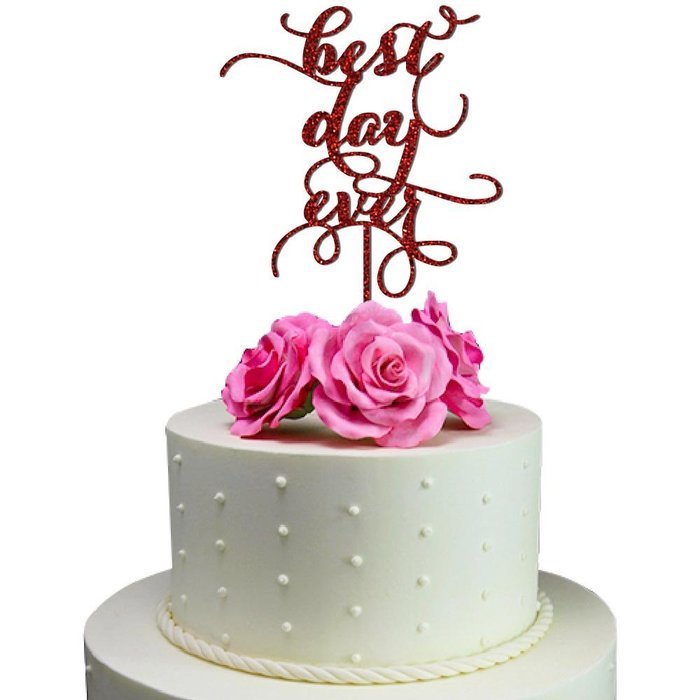 Sugar Yeti Made In USA Wedding Cake Topper Best Day Ever #16 Gold Mirror N4