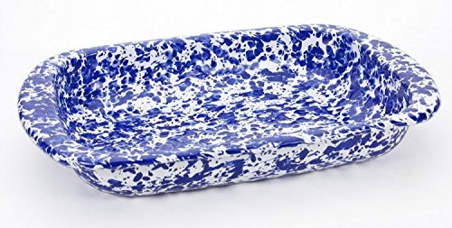 Roasting Pan Cookware Casserole Dish Baking Pan Blue Enamelware 12" x 9" x 2" by Golden Rabbit