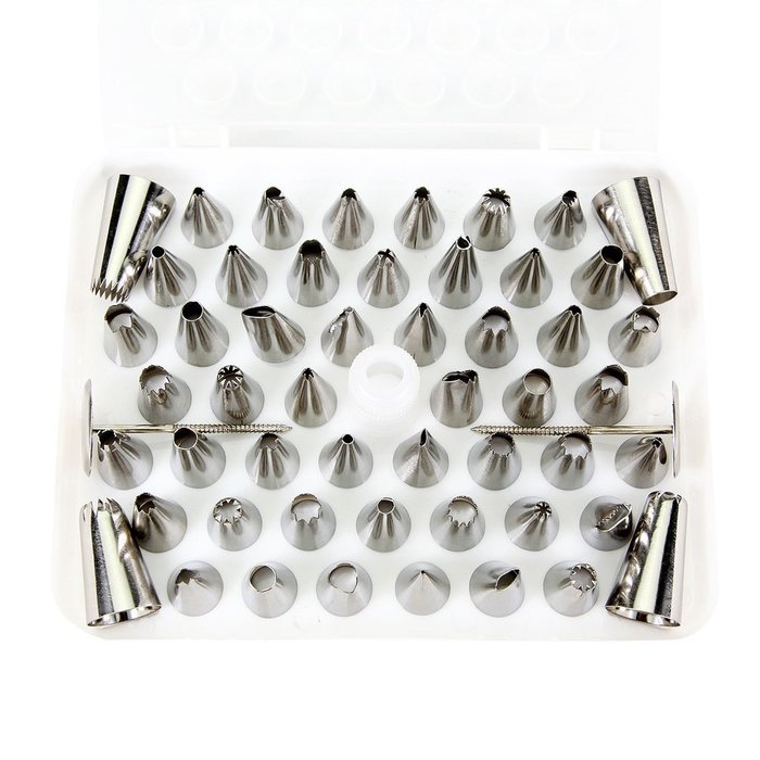 CoZroom 52-Piece Stainless Steel Cake Decorating Tube Set for Cake Decoration with Hinged Storage Box N3