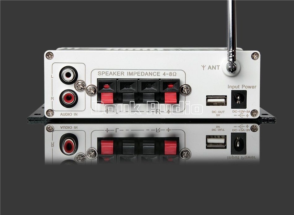 Douk Audio Bluetooth Digital HiFi Stereo Power Amplifier Bass Auto Car Audio Amp USB MP3 FM (Blue) N24