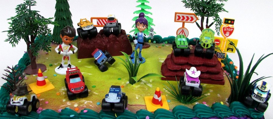 BLAZE and the Monster Machines 22 Piece CAKE Topper Set Featuring 12 Blaze Figures and Decorative Themed Accessories...