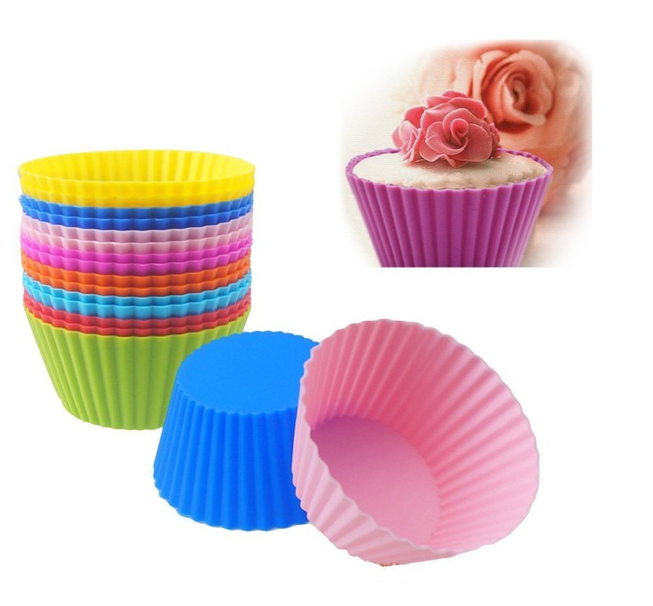 Misula 24 Pack Reusable & Nonstick Baking Cups 2.8 inch Silicone Cupcake Liners - - Muffin Molds - Cupcake Holders... N4