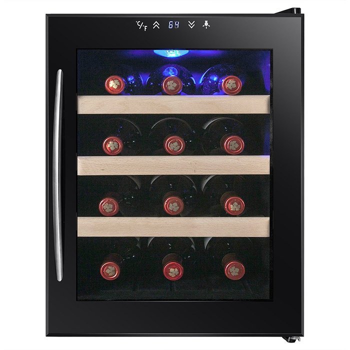 AKDY&reg; 12 Bottles Thermoelectric LED Display Touch Temperature Control Counter Top Quiet Wine Chiller Cooler Cellar