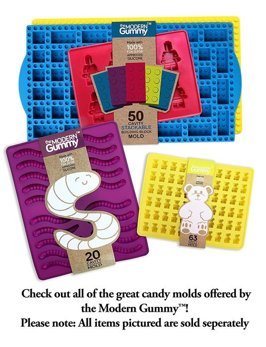 New STACKING 50 Cavity Building Block Candy Mold + Base Plate Style LID + Figure Mold + Dropper + Recipe PDF by... N6