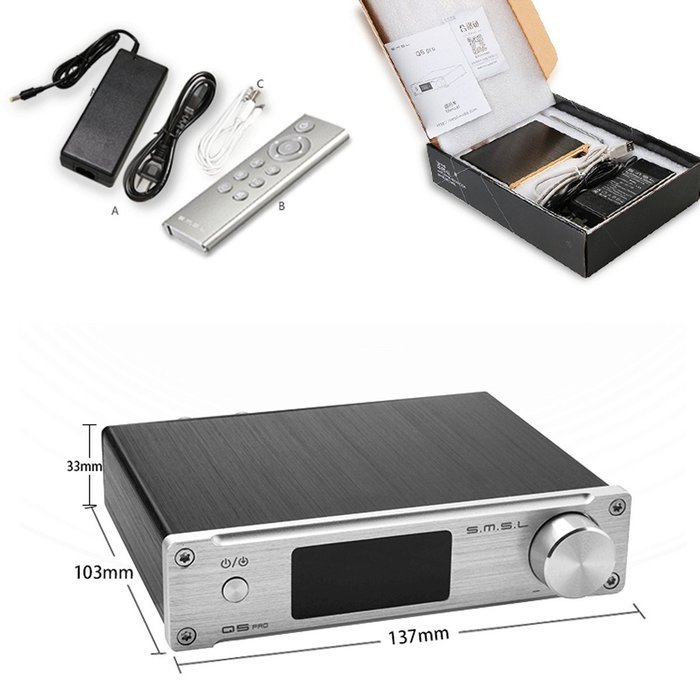 HONGYU SMSL Q5 Pro Stereo Remote Control HiFi Pure Digital Amplifier USB Coax Optic Input 192KHZ 44Bit Audio Power... N10