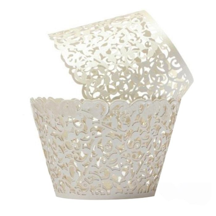 TStoy 100pcs Filigree Little Vine Lace Laser Cut Cupcake Wrapper Liner Baking Cup Muffin Case Trays Wedding Birthday... N4