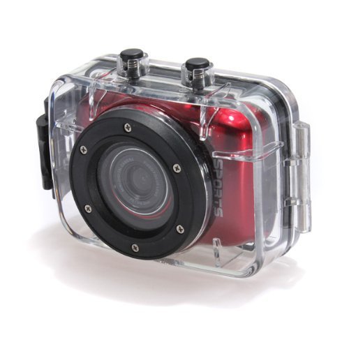 Water & Wood Red 720P 1280720 HD Outdoor Sport Helmet Action Camera Mini DV Camcorder Waterproof Drive Record...