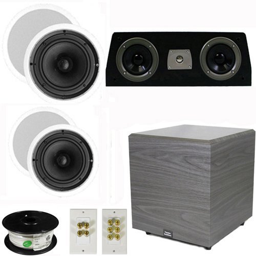Theater Solutions 5.1 Home Theater 8" and 6.5" Speaker Set with Center, 12" Powered Sub and More TS6C8CC51SET6