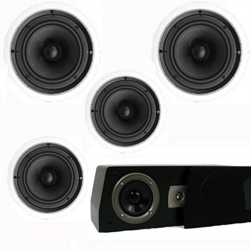 Theater Solutions 5.1 Home Theater 8" and 6.5" Speaker Set with Center, 12" Powered Sub and More TS6C8CC51SET6 N2