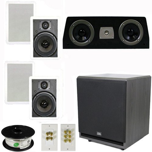 Theater Solutions 5.1 Home Theater 6.5" Speaker Set with Center, 12" Powered Sub and More TS65WC51SET7
