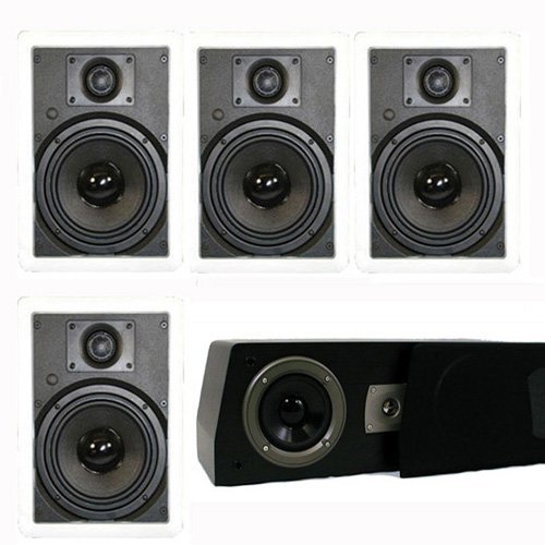Theater Solutions 5.1 Home Theater 6.5" Speaker Set with Center, 12" Powered Sub and More TS65WC51SET7 N2