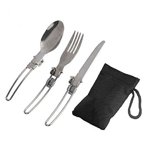 Blue Screen LLC Outdoor Camping Picnic Tableware Stainless Steel Folding Fork and Spoon Tab utensilios de cocina...