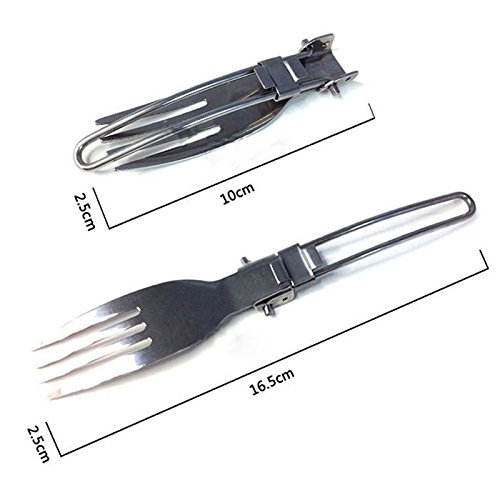 Blue Screen LLC Outdoor Camping Picnic Tableware Stainless Steel Folding Fork and Spoon Tab utensilios de cocina... N2