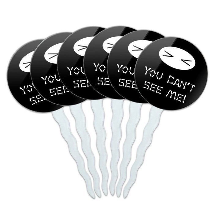 Set of 6 Cupcake Picks Toppers Decoration Funny Nerdy Mustache - Ninja Face Head N8
