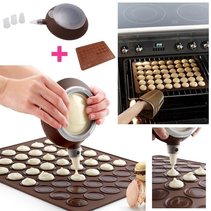 Blogger Macaron Kit Silicone Decomax Pen with 4 Nozzles and Baking Sheet - Cup Cake Muffin Pastry Cream Icing...