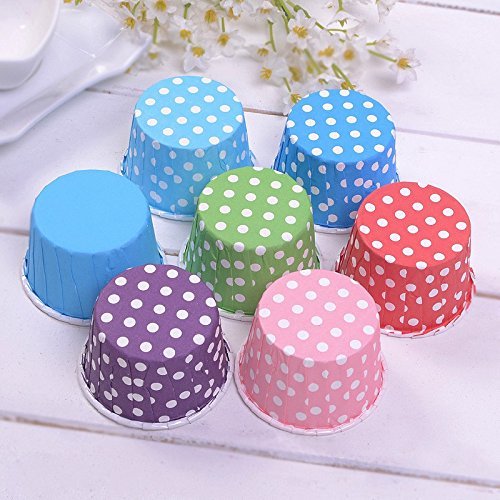 Wholesale Polka Dot/ Solid Design Round Food Grade Paper Cupcake Decoration Cake Mold N7