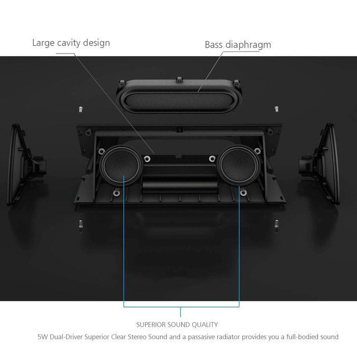 ECHTPower(TM) Aluminum Outdoor Bluetooth 4.0 Speaker, Powerful 10W 2200mAh Stereo Speakers with Enhanced Bass,... N5