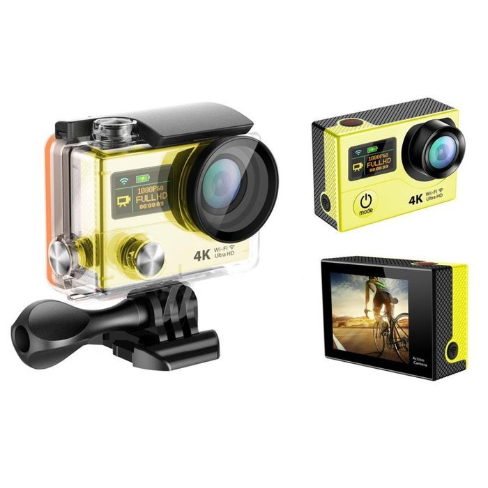 TONSEE Sport Camera H3 Ultra 4K HD 2.0 Inch Screen Action Camera Waterproof 30m, Yellow N2