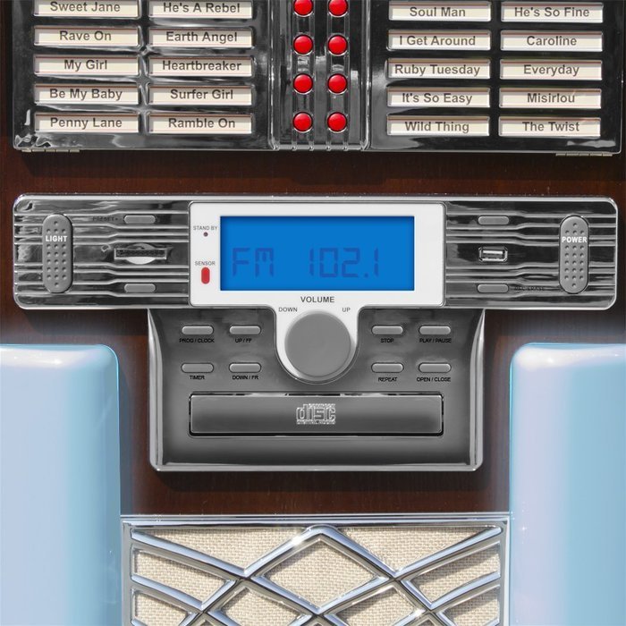 Electrohome Kinsman Jukebox with CD Player, FM Radio, USB & SD Playback and MP3 Input - EAJUK500 N4