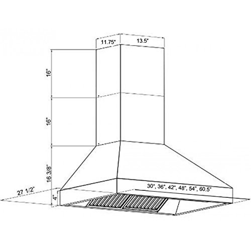 Wall Mounted Range Hood Size: 16.38" H x 30" W x 27.5" D N6