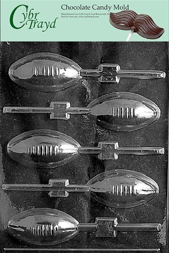 Cybrtrayd S026 Football Lolly Chocolate Candy Mold with Exclusive Cybrtrayd Copyrighted Chocolate Molding Instructions