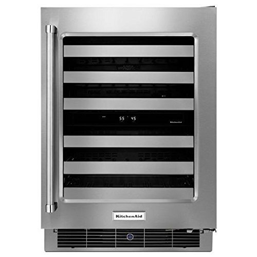 KitchenAid&reg; 24" Stainless Steel Wine Cellar with Metal-Front Racks