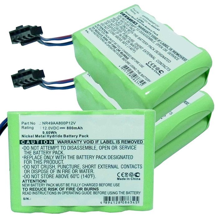 3x Fresh New Exell EBVB-167 NiMH 12V 800mAh Vacuum Battery Fits ECOVACS Deebot CEN30, Deebot CR100, Deebot CR110...