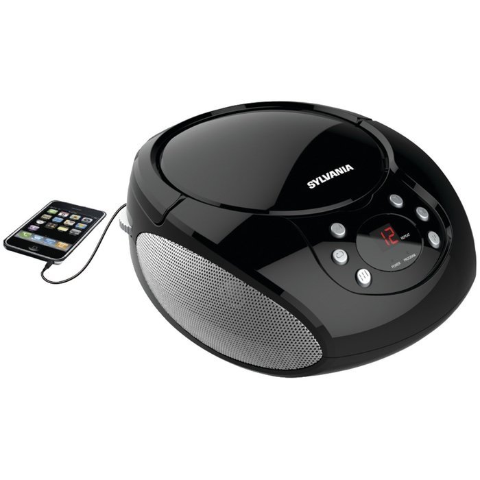Sylvania Portable Cd Player & AM/FM Radio Tuner Mega Bass Reflex Boombox Sound System Plus 6ft Aux Cable to Connect...