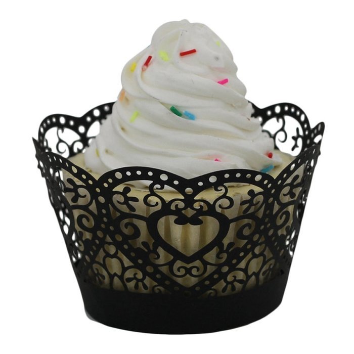 DDLBiz Christmas Lace Laser Cut Cupcake Wrapper Liner Baking Cup Muffin 25pc (White)