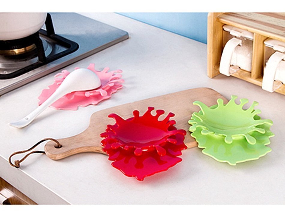 2 in 1 Spoon Utensil Holder Silicone Spoon Rest-Green N2