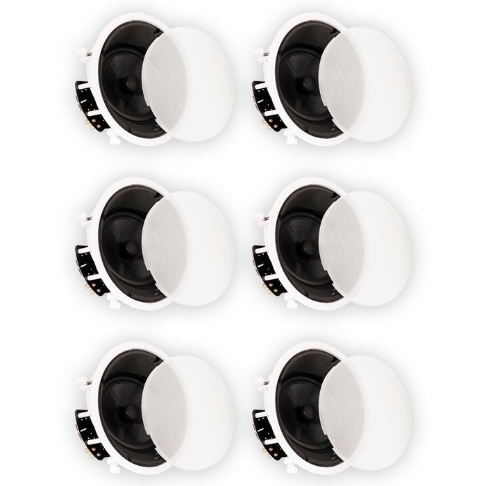 Theater Solutions New 8" In Ceiling HD Home Theater Glass Fiber Angled 6 Speaker Set 2400 Watt 6TSS8A
