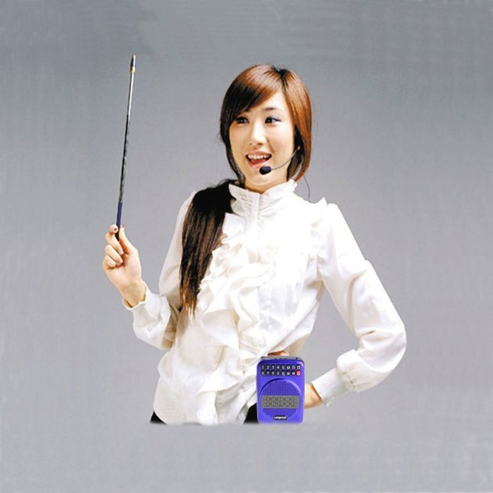 Longruner Portable Voice Amplifier Clock Fm USB Mini Megaphone Loudspeaker for Teacher,tour,sales(black) N18