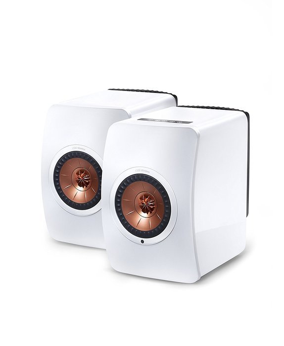KEF LS50 Wireless Speaker - Titanium Gray/Red (Pair)