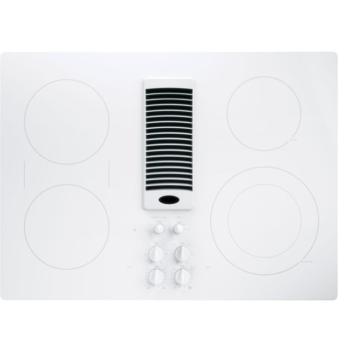 GE Profile 30" White Electric Cooktop With Downdraft