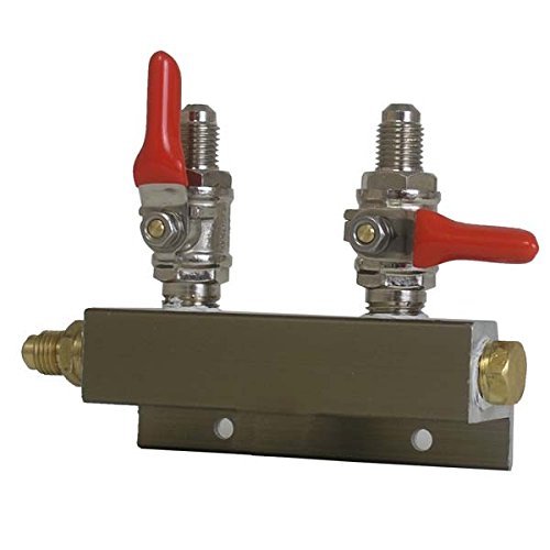 2 Way CO2 Distributor, 1/4" MFL with Shutoff-2PK