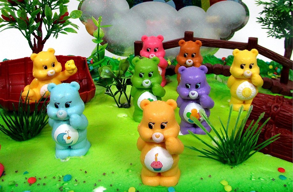 CARE BEARS 16 Piece Birthday CAKE Topper Set, Featuring 10 Care Bear Figures, Decorative Themed Accessories, Figures... N9