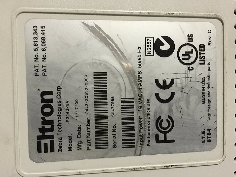 Zebra LP 2443 desktop thermal label printer